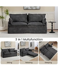 Streamdale Furniture Pull-Out Corduroy Sleeper Sofa Bed w/ Storage & Usb