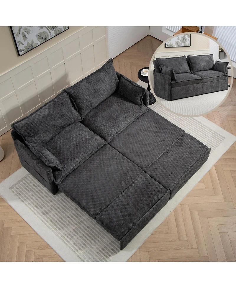 Streamdale Furniture Pull-Out Corduroy Sleeper Sofa Bed w/ Storage & Usb