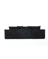 Streamdale Furniture L-Shaped Corduroy Sectional Sofa Bed - Black