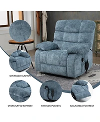 Streamdale Furniture Lift Recliner Heat Massage Dual Motor Infinite Position Blue
