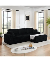 Streamdale Furniture L-Shape Corduroy Sectional Sofa Bed - Black