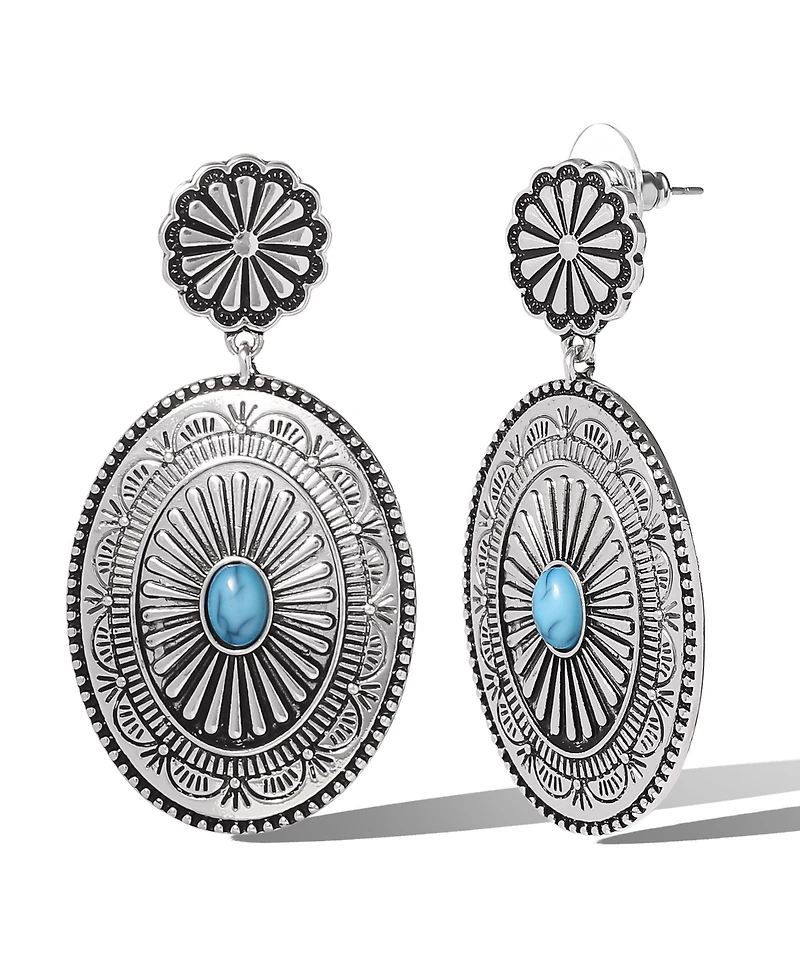 Jessica Simpson Western Round Concho Drop Earrings