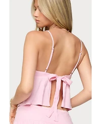 Edikted Womens Selene Lacey Pleated Tank Top