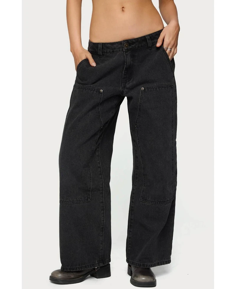 Edikted Women's Ayla Low Rise Carpenter Jeans