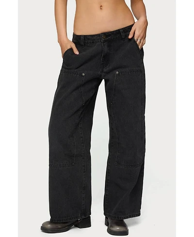 Edikted Women's Ayla Low Rise Carpenter Jeans