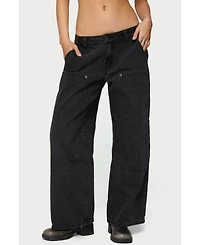 Edikted Women's Ayla Low Rise Carpenter Jeans