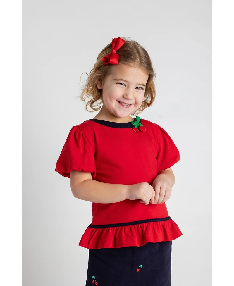 Florence Eiseman Toddler Girls Bubble Sleeve Top With Cherries