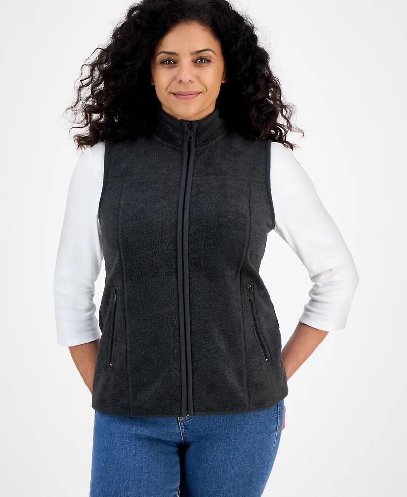 Style & Co Petite Polar Fleece Vest, Created for Macy's