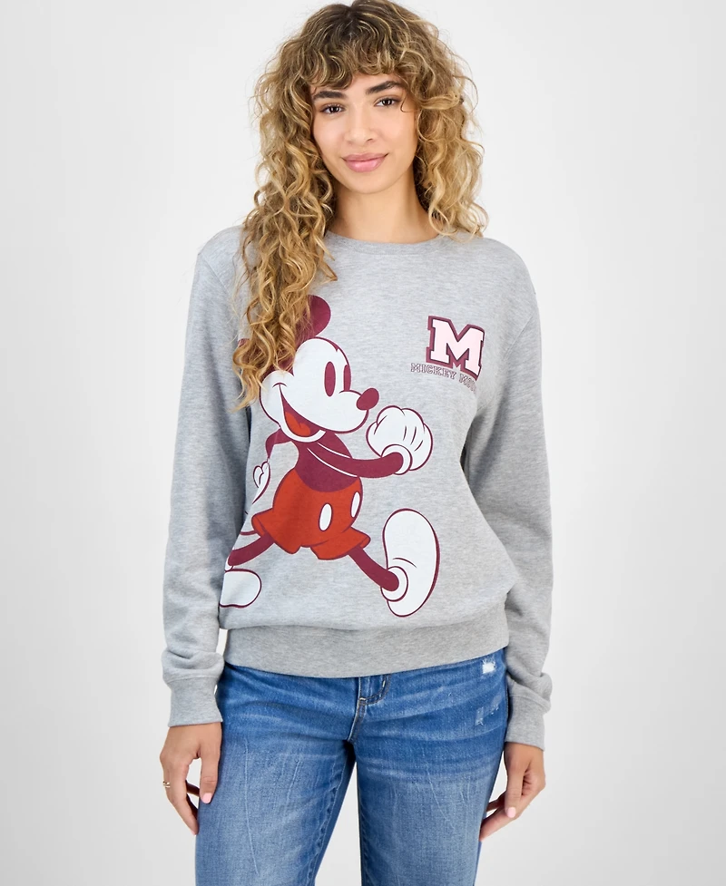 Disney Juniors' Collegiate Mickey Cotton Crewneck Sweatshirt