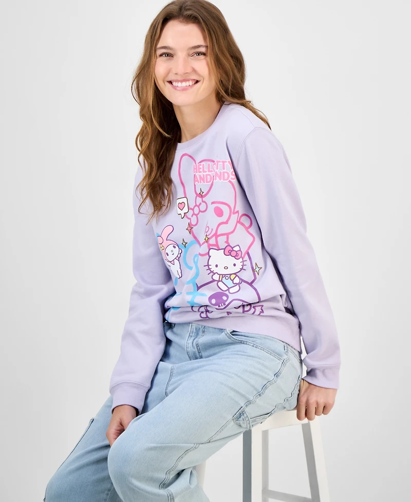 Love Tribe Juniors' Hello Kitty And Friends Cotton Crewneck Sweatshirt