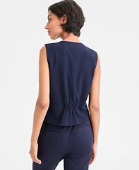 Tahari Asl Women's Stretch Crepe Button-Front Vest