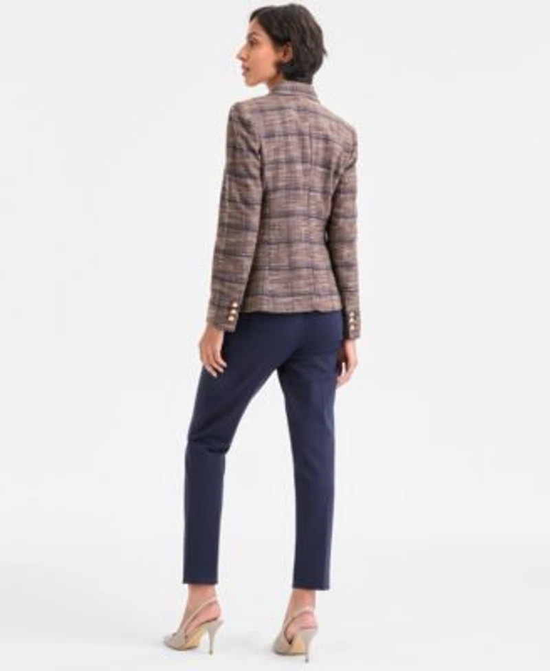 Tahari Asl Womens Plaid Blazer Bi Stretch Crepe Vest