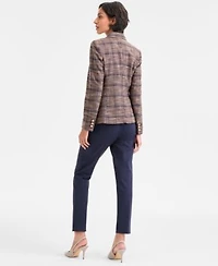 Tahari Asl Womens Plaid Blazer Bi Stretch Crepe Vest