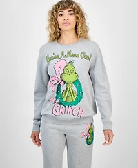 Love Tribe Juniors' The Grinch Wreath Crewneck Sweatshirt