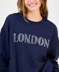 Rebellious One Juniors' London-Graphic Sweatshirt