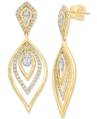 Effy Diamond Navette Multi-Layer Drop Earrings (7/8 ct. t.w.) in 14k Gold