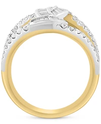 Effy Diamond Round & Baguette Concave Ring (5/8 ct. t.w.) in 14k Two-Tone Gold
