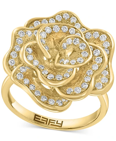 Effy Diamond Rose Flower Statement Ring (5/8 ct. t.w.) in 14k Gold
