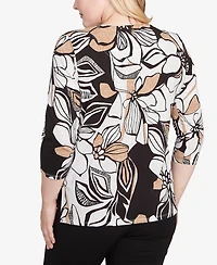 Alfred Dunner Petite Leaf Floral Top