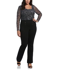Ella Rafaella Plus Printed Asymmetrical Mesh Top