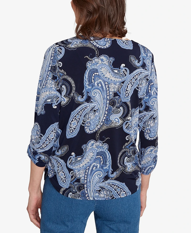 Alfred Dunner Petite Paisley Foil Top