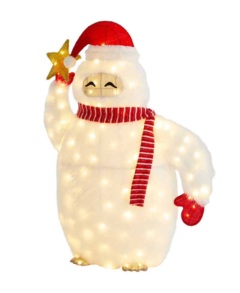 Glitzhome 42" Lighted Fabric Christmas 3D Yeti Outdoor Decor
