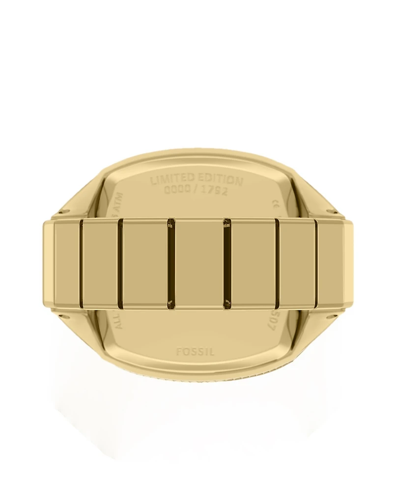 Fossil Unisex Nick Jonas x Machine Luxe Vignette Gold-Tone Stainless Steel Ring Watch, 18.5mm