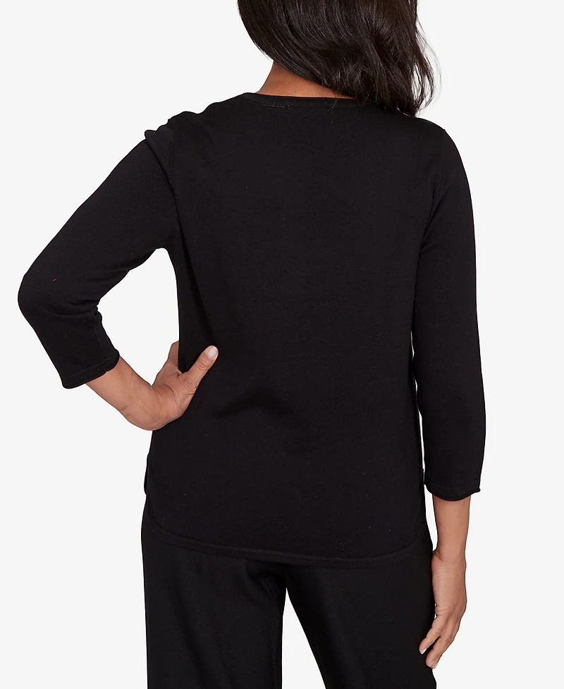 Alfred Dunner Petite Classic Long Sleeve Sweater