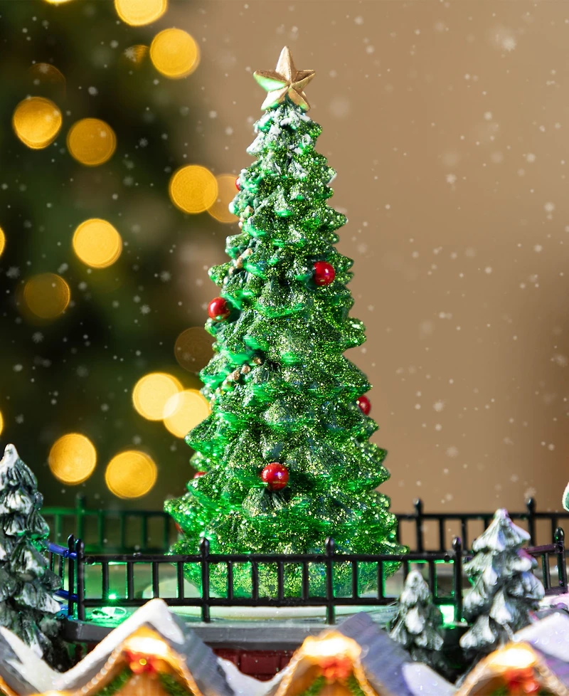 Glitzhome 15.25" Christmas Oversized Resin Lighted Village