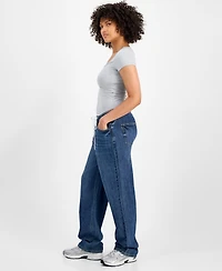 Indigo Rein Juniors' Cotton Wide-Leg Drawstring Jeans