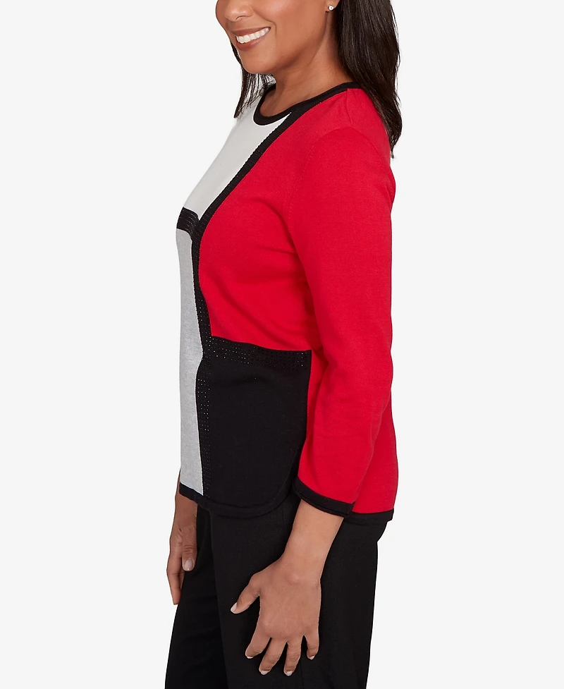 Alfred Dunner Petite Classic Long Sleeve Sweater