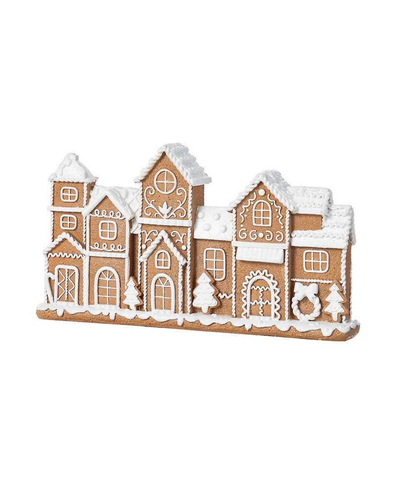Glitzhome 12" Resin Christmas Gingerbread Townhouse Figurine