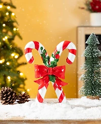 Glitzhome 10" Resin Christmas Candy Cane Figurine