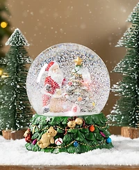 Glitzhome 150mm Lighted Resin Christmas Musical Snowflakes Santa Water Globe