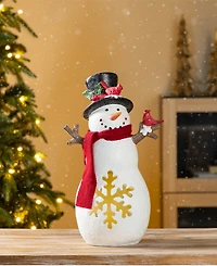 Glitzhome 15" Lighted Resin Christmas Snowman Figurine