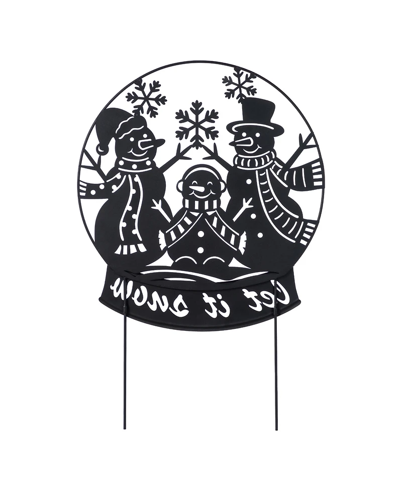 Glitzhome 30" Metal Christmas Silhouette Snowman Family Yard Stake or Wall Decor
