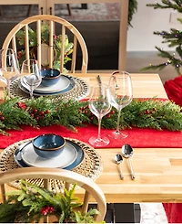 Glitzhome 6 ft Polyethylene Christmas Dripping Cedar Garlands with Berries, Set of 2
