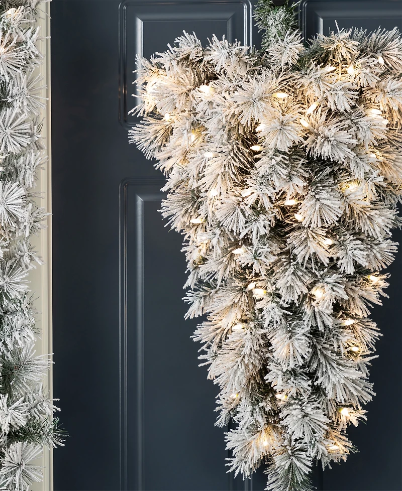Glitzhome 3 ft Pre-Lit Snow Flocked Pine Christmas Teardrop