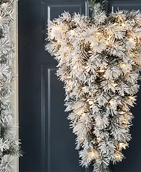 Glitzhome 3 ft Pre-Lit Snow Flocked Pine Christmas Teardrop