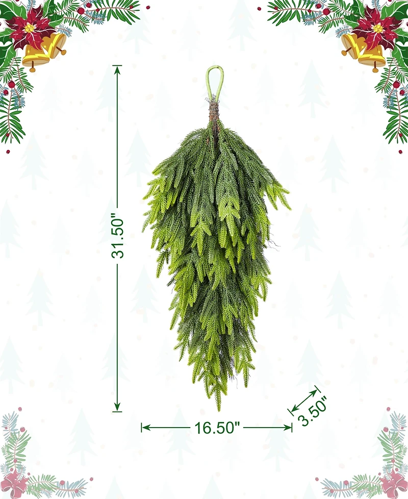 Glitzhome 31.5" Greenery Polyethylene Christmas Dripping Teardrop