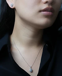 Diamond Octagon Halo Cluster 18" Pendant Necklace (1/10 ct. t.w.) in Sterling Silver, Macy's Exclusive