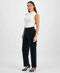 Ak Anne Klein Petite Velour Pull-On Cargo Pants
