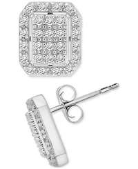 Diamond Octagon Halo Cluster Earrings (1/3 ct. t.w.) in Sterling Silver, Macy's Exclusive