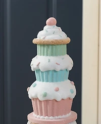 Glitzhome 28" Lighted Macaron Resin Christmas Cupcake Nutcracker Porch Decor
