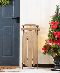 Glitzhome 34.25" Wooden Christmas Sleigh Porch Decor