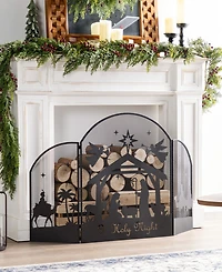 Glitzhome 48" Metal Christmas Mesh Silhouette Nativity Scene Screen