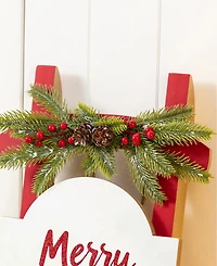 Glitzhome 42" Wooden Christmas Snowman Sleigh Porch Sign