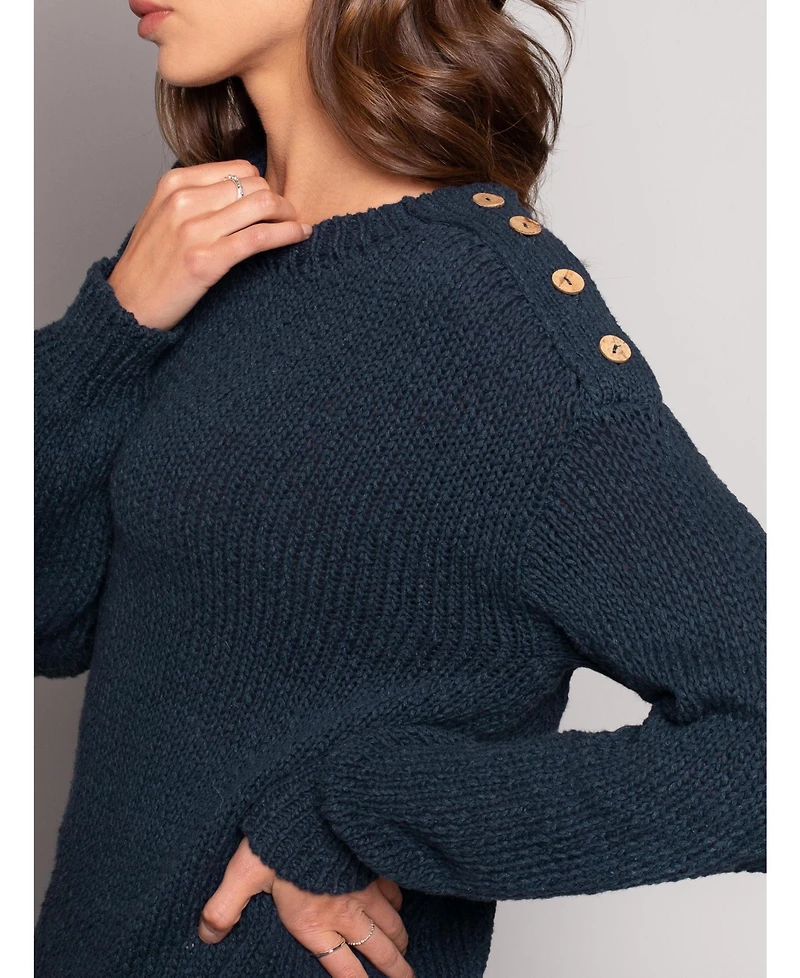 Celtic & Co. Women's Slub Knit Button Detail Sweater