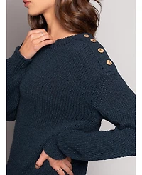 Celtic & Co. Women's Slub Knit Button Detail Sweater
