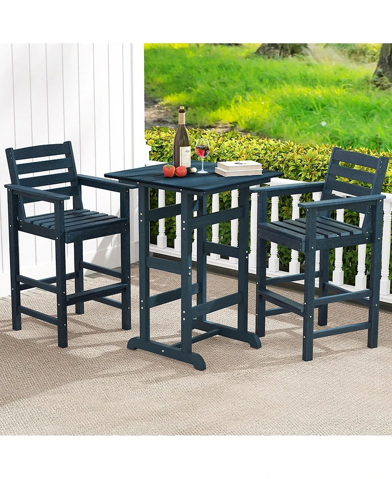 Gymax Patio Bar Stools Set of 4 Tall Adirondack Chair w/ Backrest Armrests & Footrests